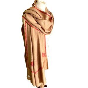 Embroidered beige Pakistani shawl